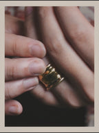-SPECIAL- "LOEWE" 10's Sculptural gold tone ribbed ring