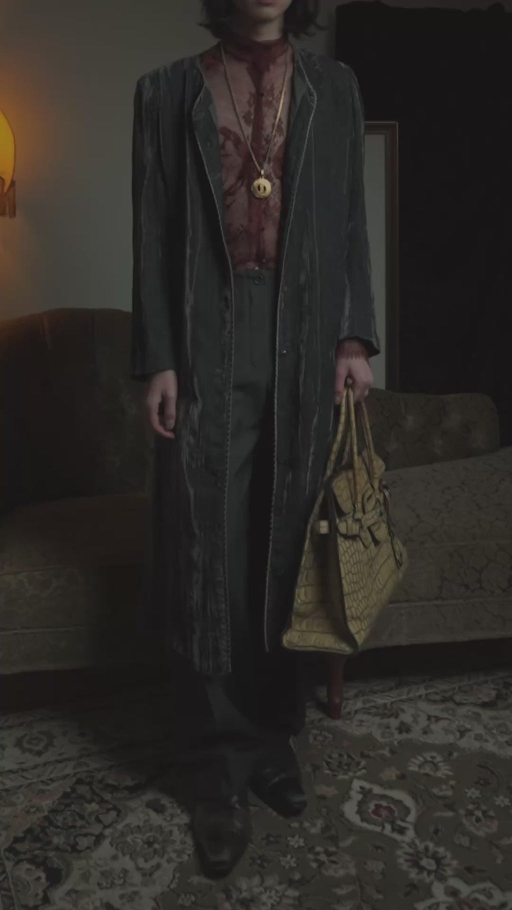 -SPECIAL- "CHANEL" 90's-00's Crushed velvet long dress