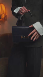 -SPECIAL- "HERMES" 60’s early sandrine box dark blue calf bit bag