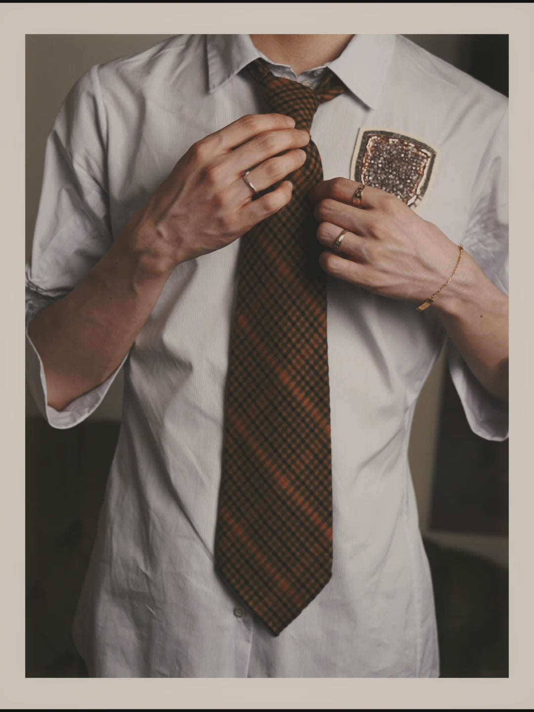 -SPECIAL- “HERMÈS” 70’s-90’s Glen plaid cashmere tie