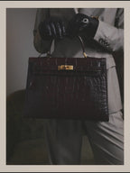 -SPECIAL- "CRISTIAN FLORENCE" 90's-00's Classic crocodile embossed leather structured top handle bag