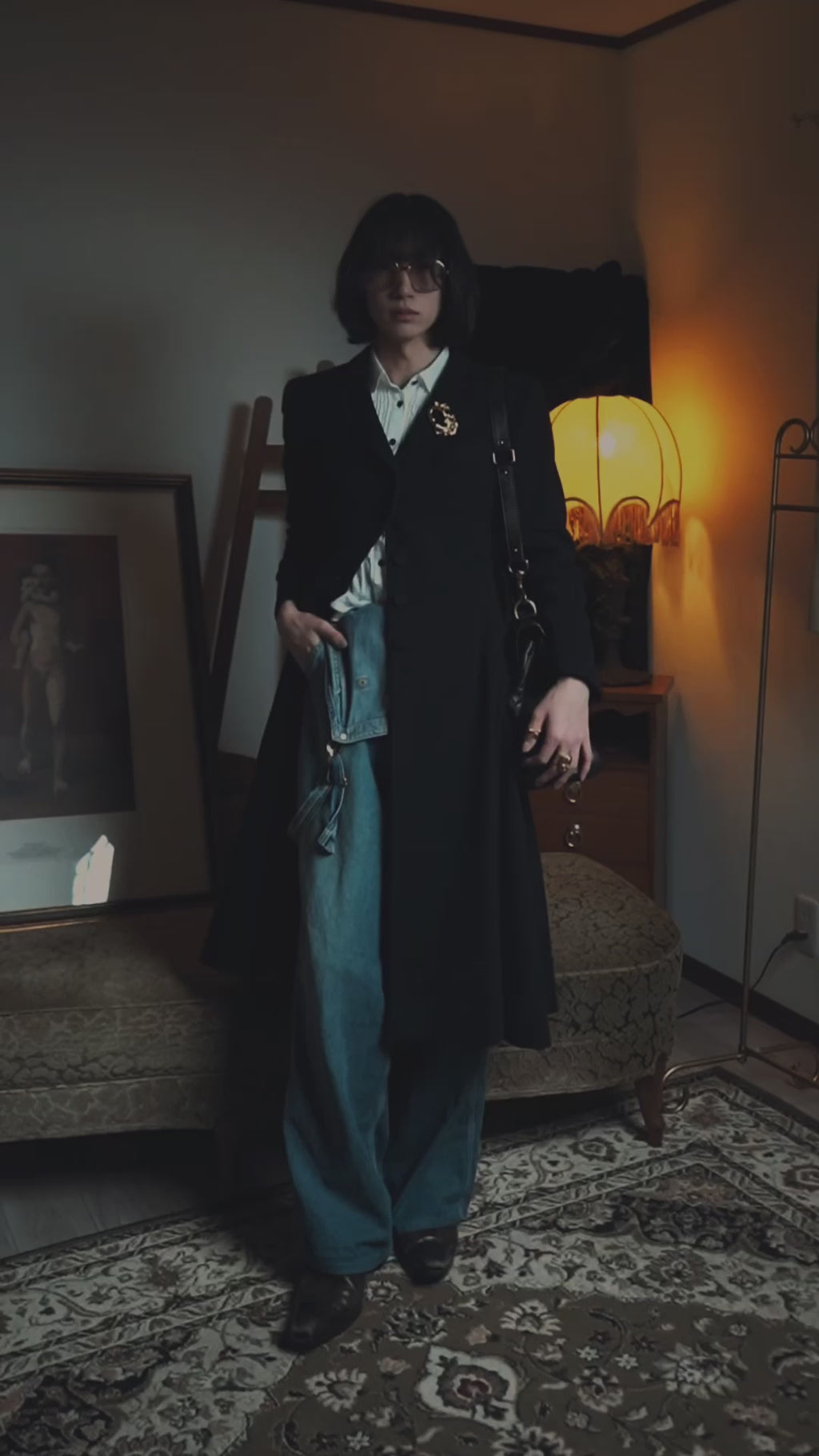 -SPECIAL- "JEAN PAUL GAULTIER"
 90's-00's Waist shape A-line silhouette black color super long coat