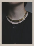 -SPECIAL- "Hermès" 80's-00's Sculptural gold tone choker necklace