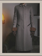 -SPECIAL- "FENDI" 90's-00's Cashmere blend long coat with leather contrast