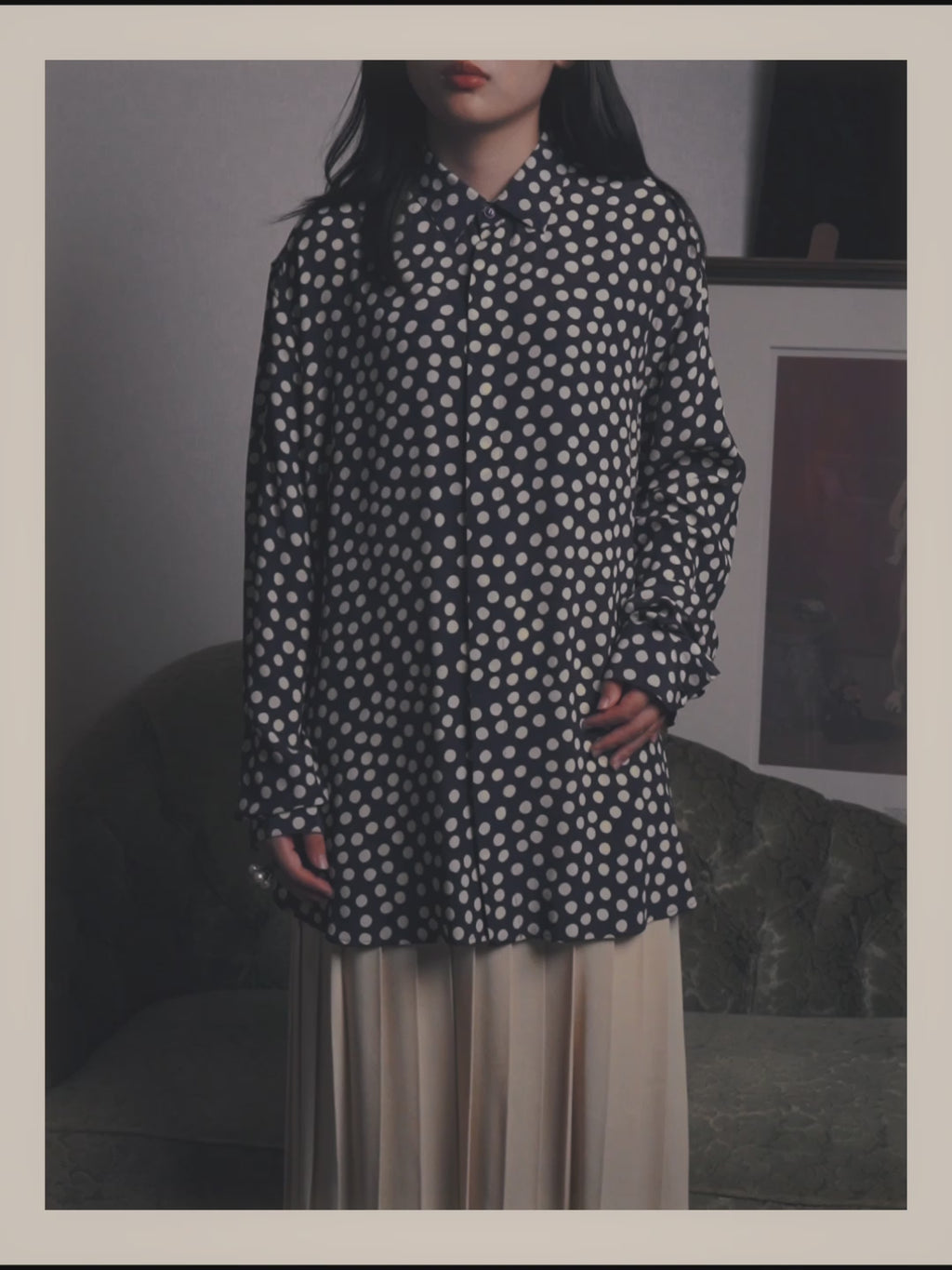 -SPECIAL- "Saint Laurent" 2019-2020 Polka dot silk long sleeve shirt