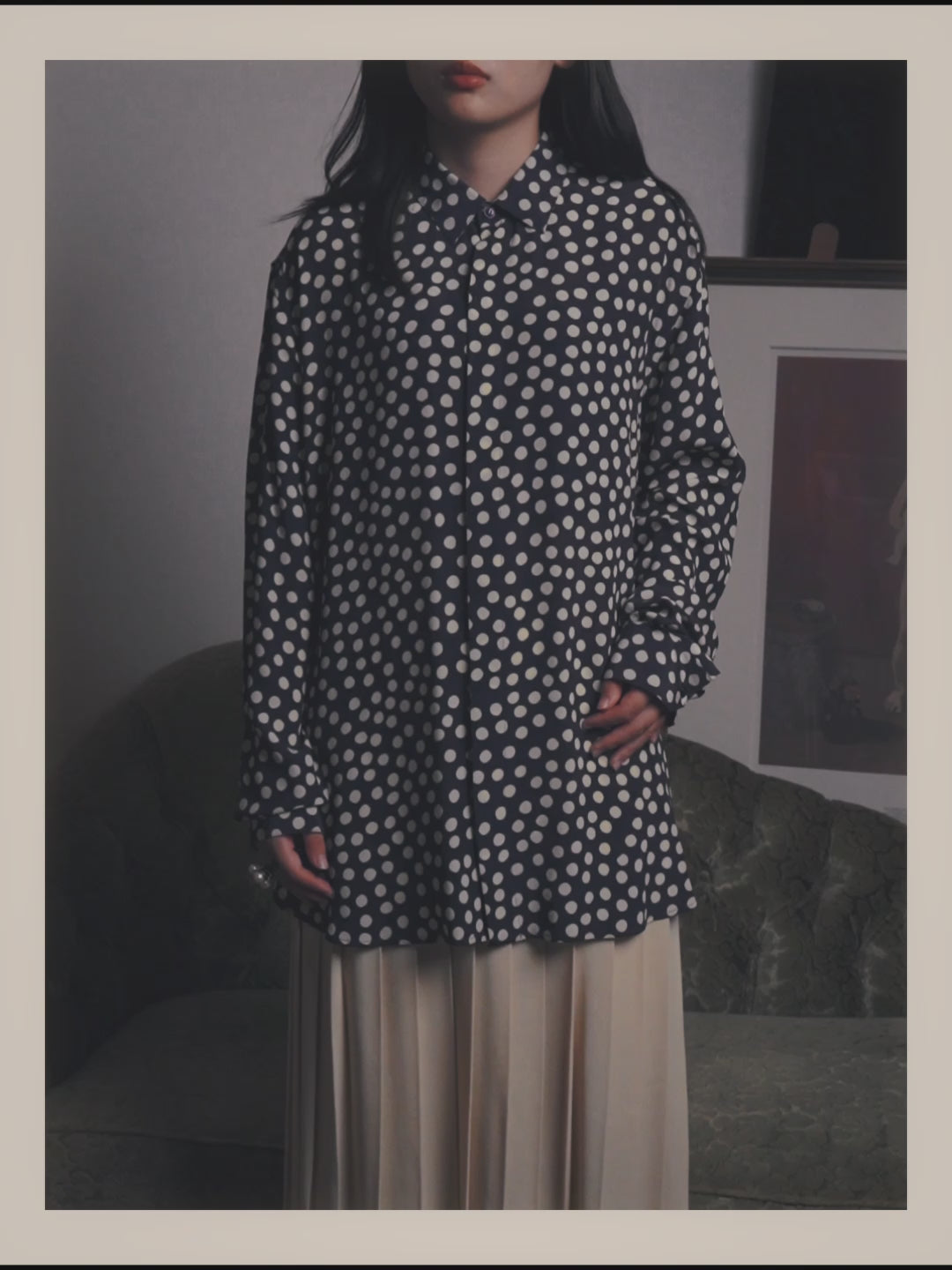 -SPECIAL- "Saint Laurent" 2019-2020 Polka dot silk long sleeve shirt