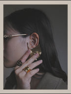 –SPECIAL– "SAINT LAURENT" 20's Sculptural triple palm leaf clip-on earrings