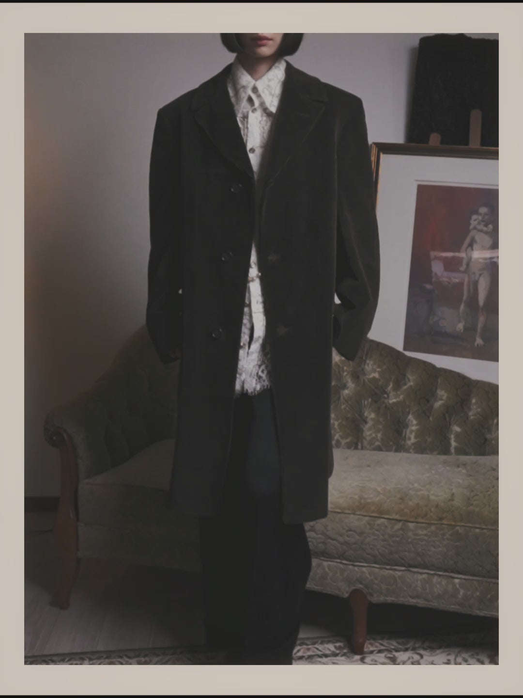 -SPECIAL- "GUCCI" 90's-00's Dark brown corduroy tailored chesterfield coat