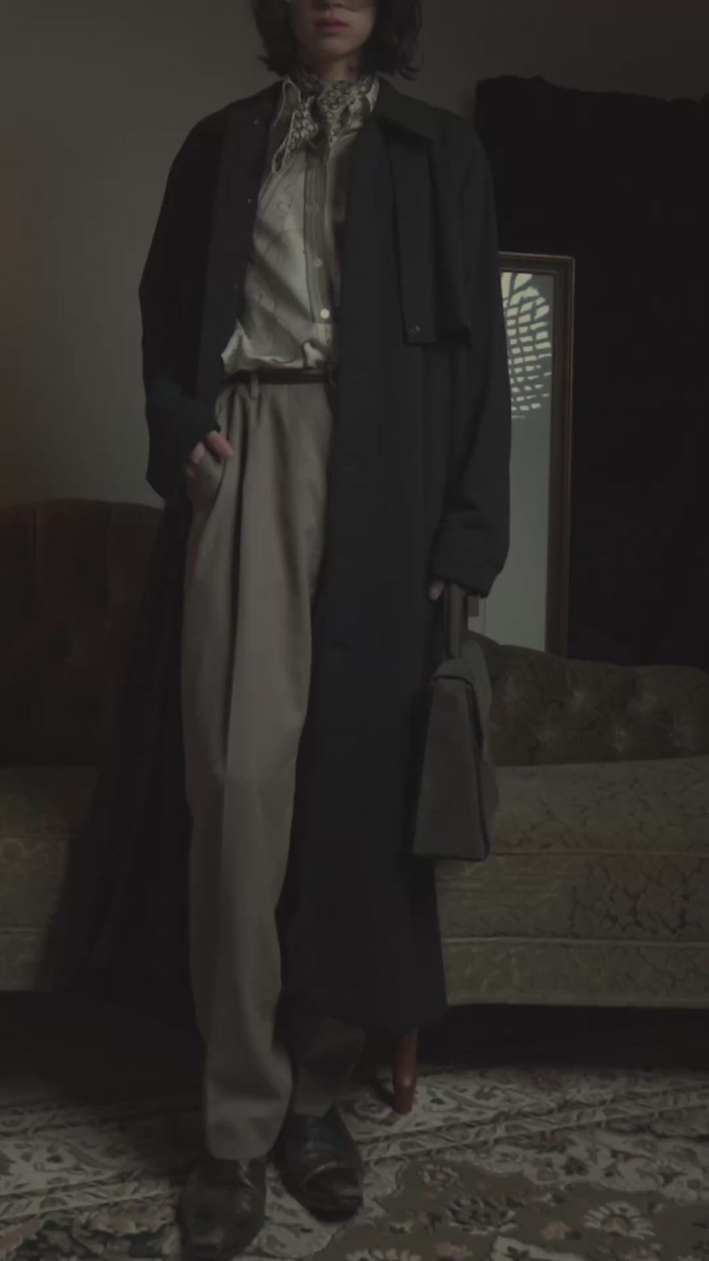 -SPECIAL- "Y's" 15AW Cape design panel oversized stand collar coat