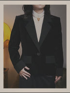 –SPECIAL– “Yves Saint Laurent” 90’s-00’s Velvet tuxedo tailored jacket