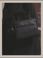 -SPECIAL- "Balenciaga" 90's-00's Ostrich leather structured top handle bag