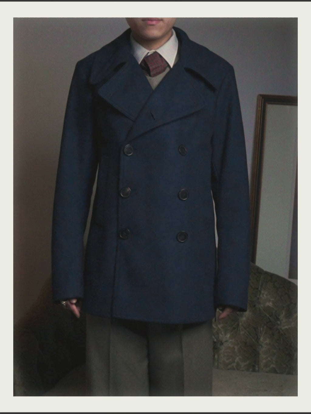 -SPECIAL- "DRIES VAN NOTEN" 10's Sculptural wide lapel double breasted wool coat