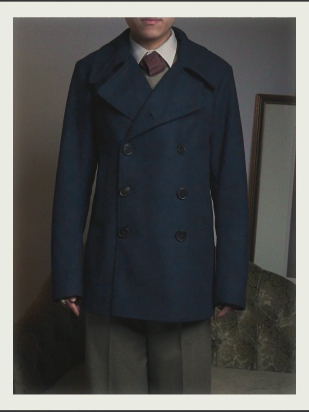 -SPECIAL- "DRIES VAN NOTEN" 10's Sculptural wide lapel double breasted wool coat