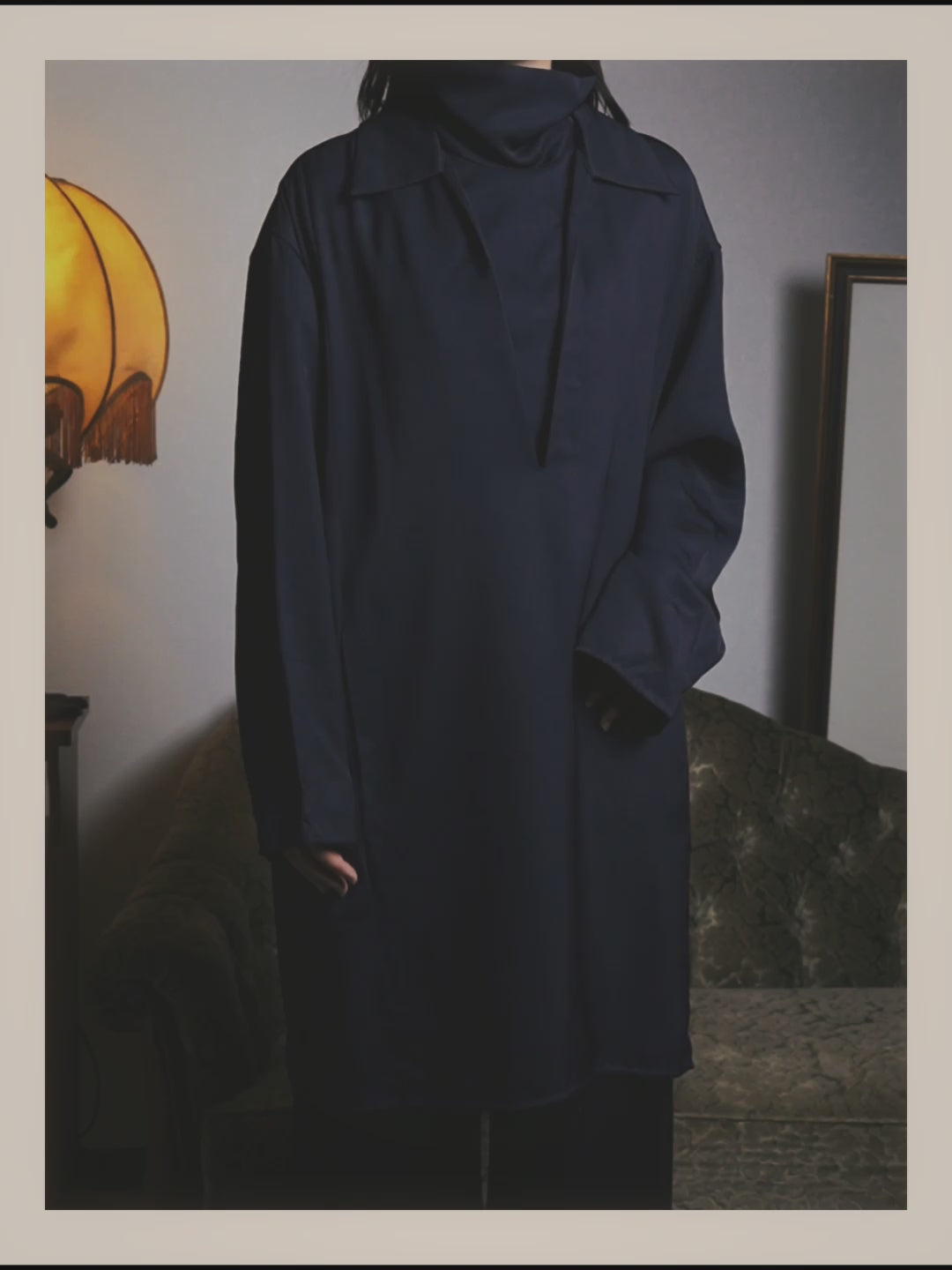 -SPECIAL- "Jil Sander" 2023 Elegant rayon skipper mock-neck shift dress