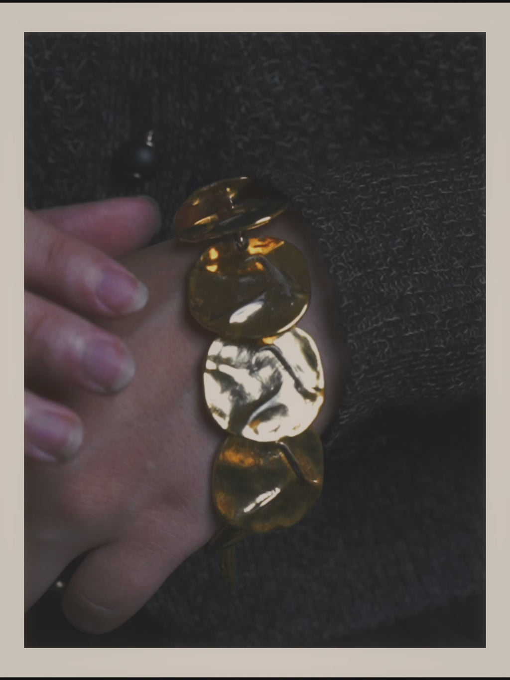 -SPECIAL- “Yves Saint Laurent” 80’s-90’s Hammered gold coin link bracelet