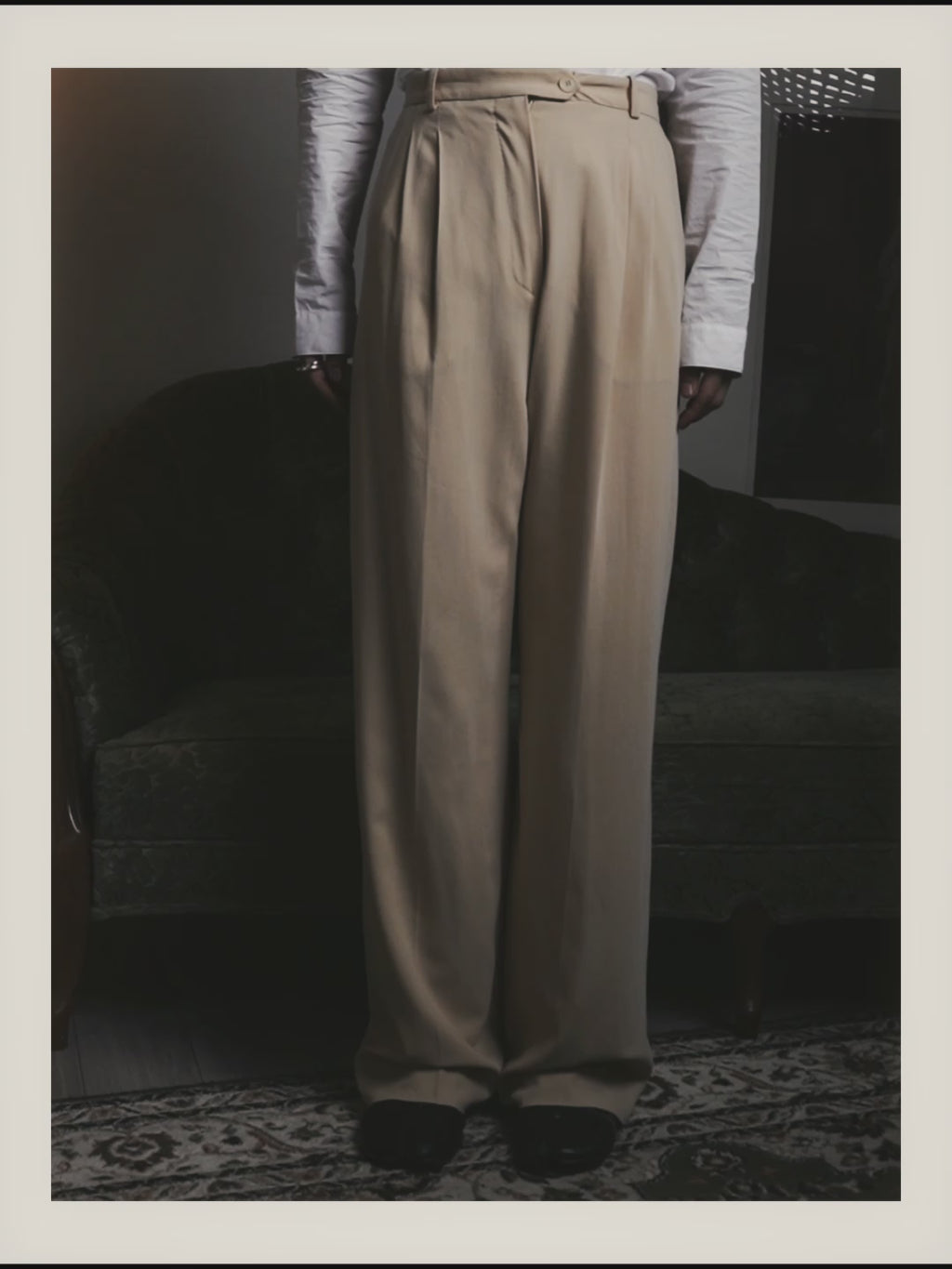 –SPECIAL– “HERMÈS” 90’s silk-lined wool wide trousers