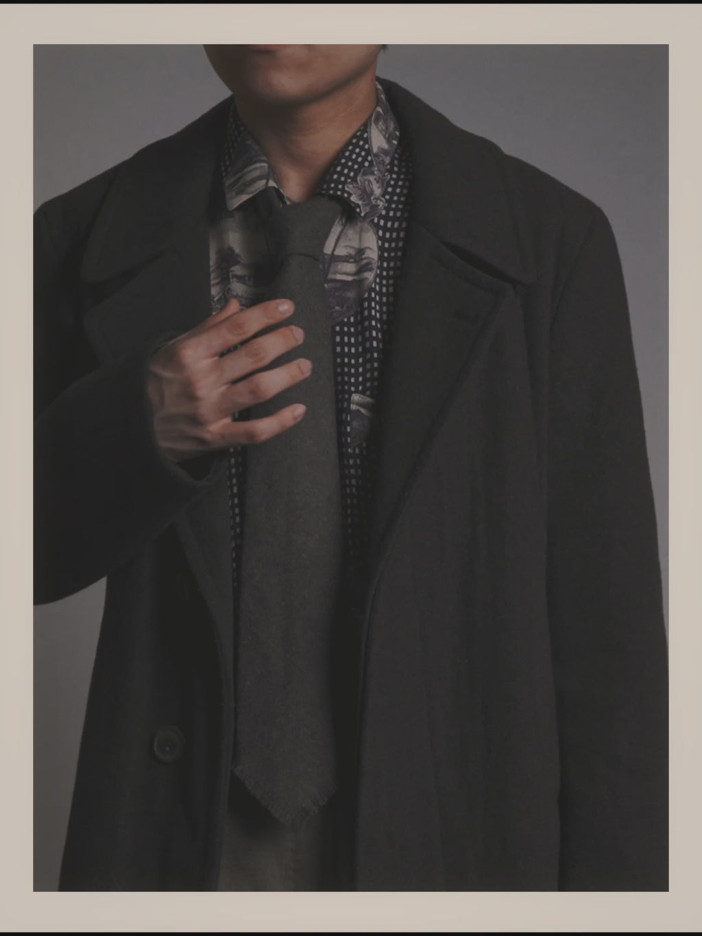 -SPECIAL- "Yves Saint Laurent" 90's-00's Charcoal grey wool textured knit tie