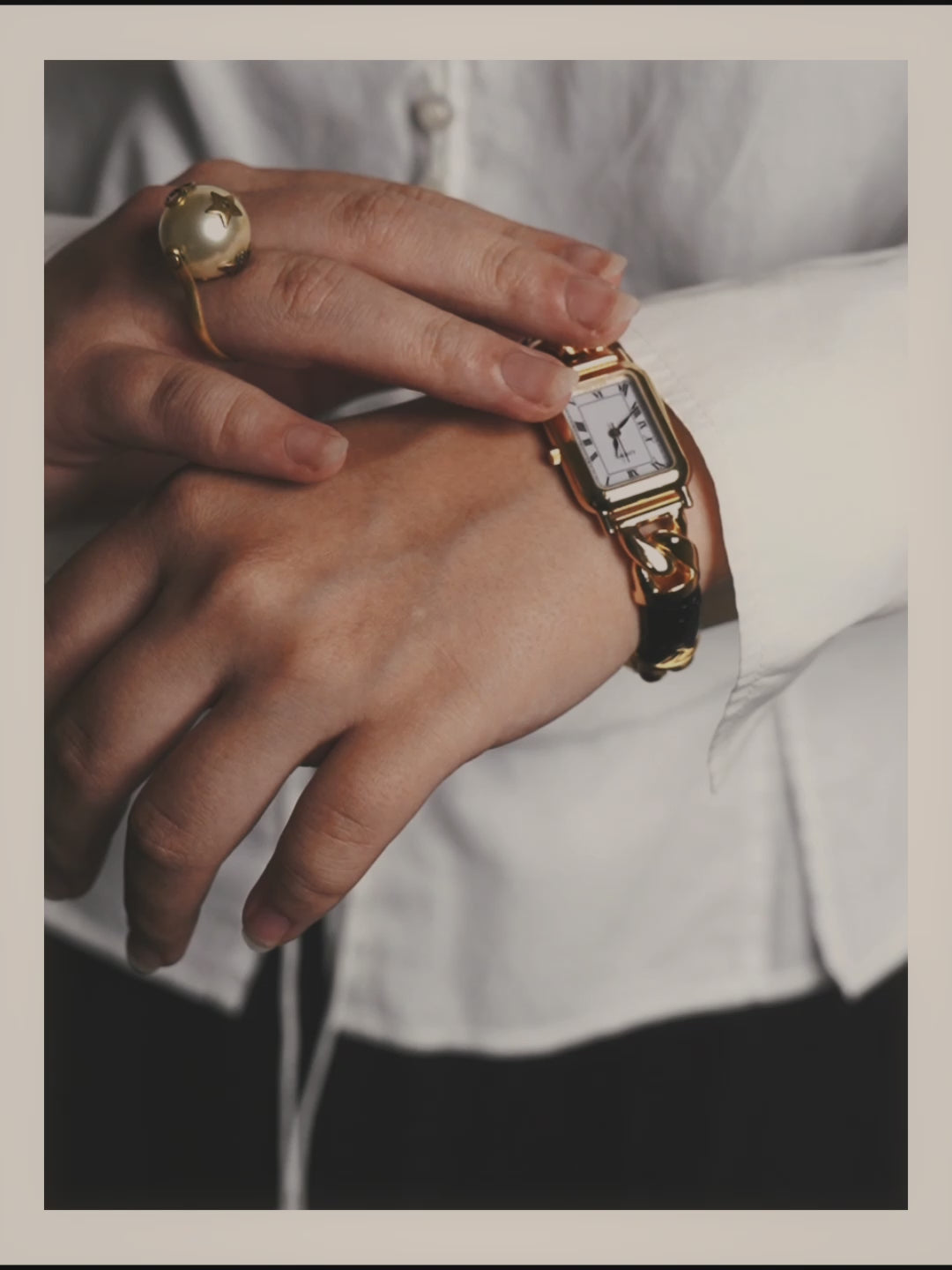 -SPECIAL- “LOEWE” 80’s-90’s rectangular anagram bangle bracelet watch