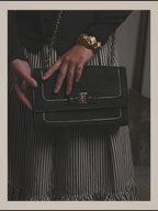 -SPECIAL- "Salvatore Ferragamo" 10's Elegant suede chain shoulder bag