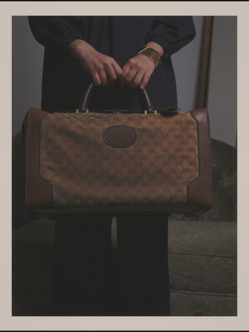 –SPECIAL– "GUCCI" 60's-70's Classic GG monogram Boston bag