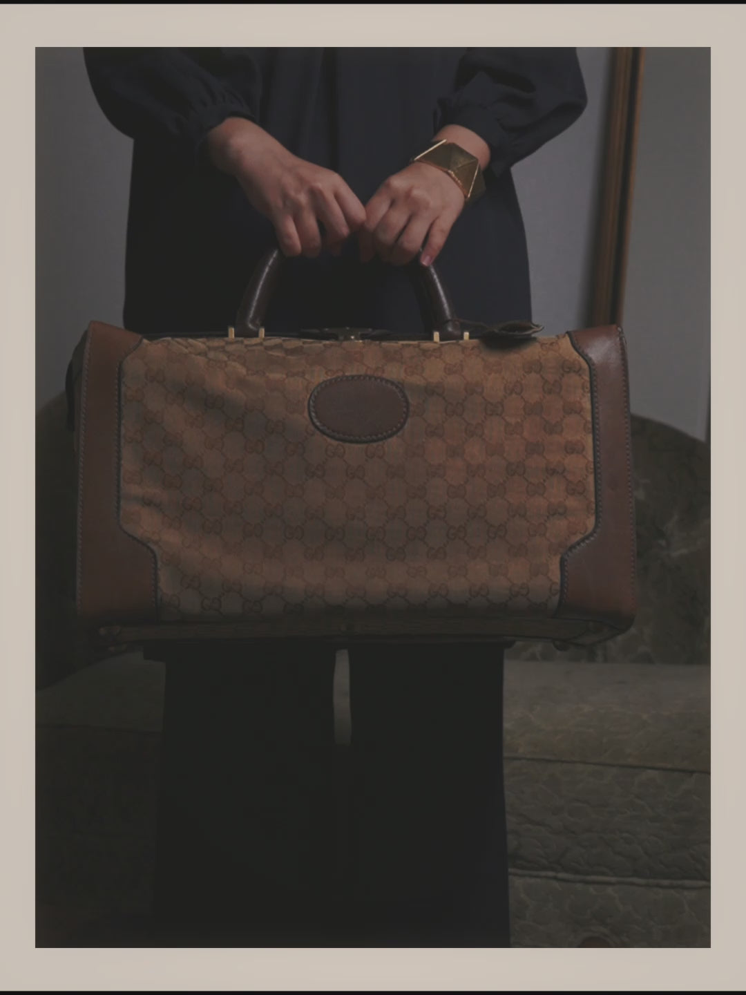 –SPECIAL– "GUCCI" 60's-70's Classic GG monogram Boston bag