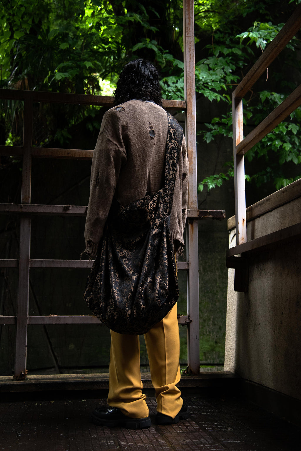 "Authority series"  Jacquard Shoulder Bag  : Gold