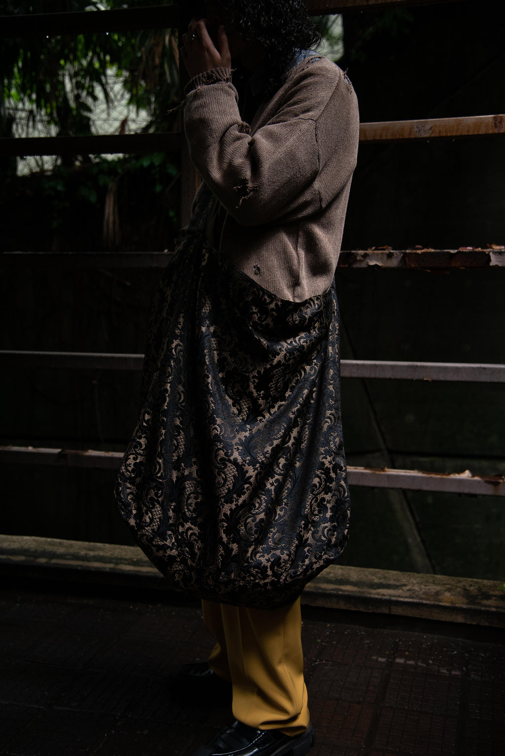 "Authority series"  Jacquard Shoulder Bag  : Gold