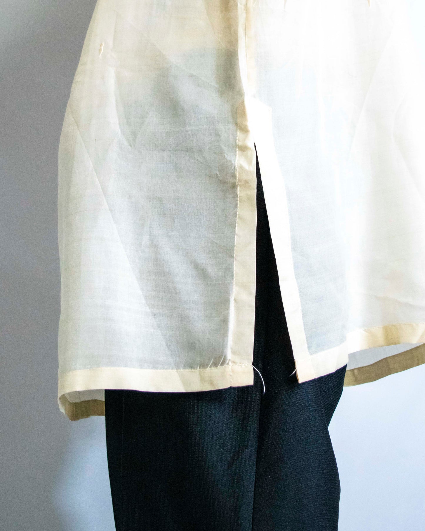 see-through embroidery long shirt