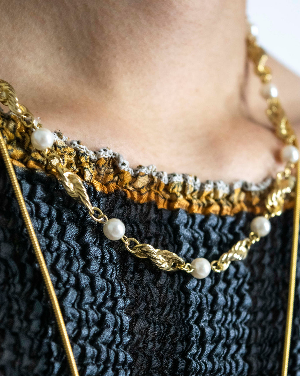Pearl and gold twist necklace