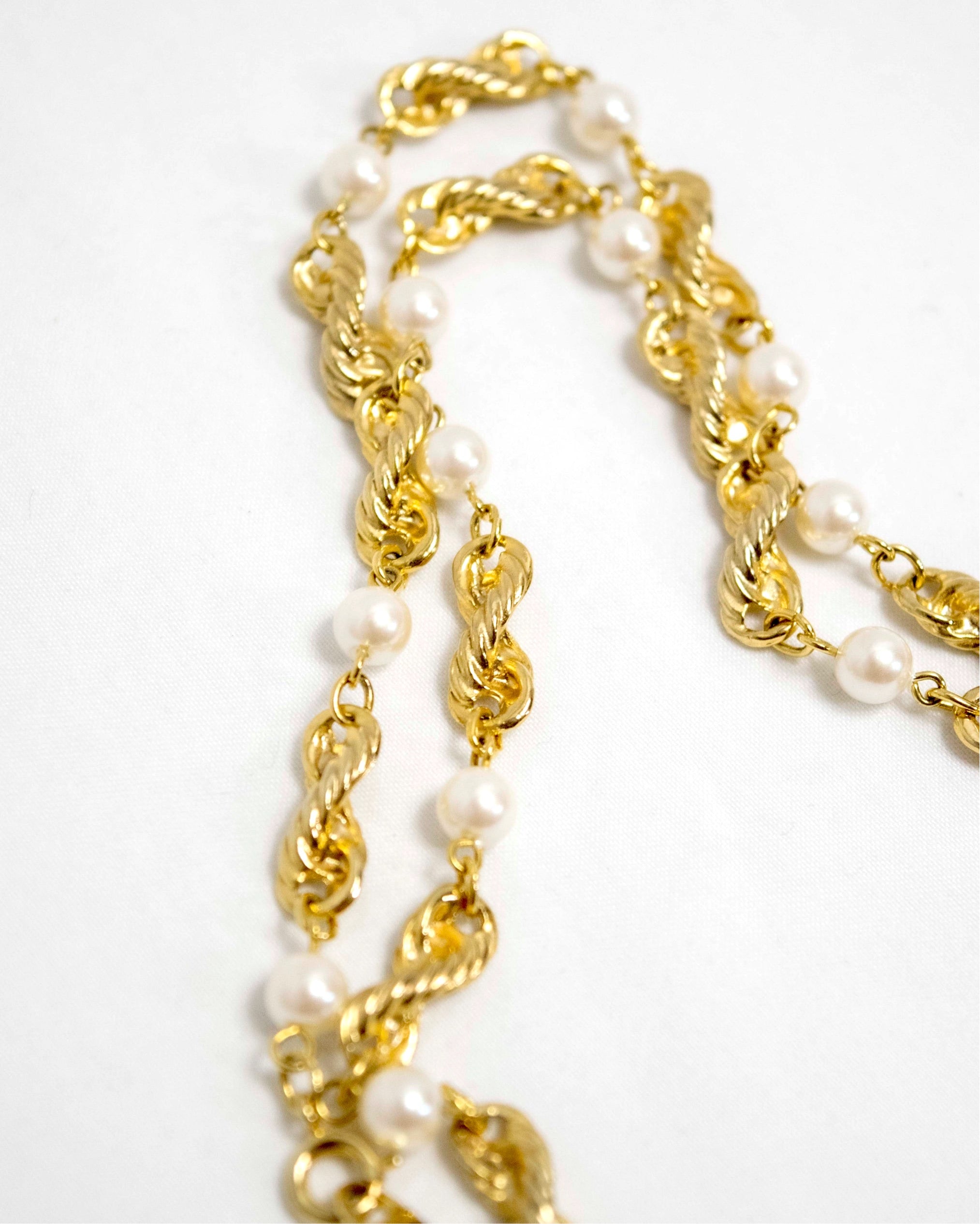 Pearl and gold twist necklace