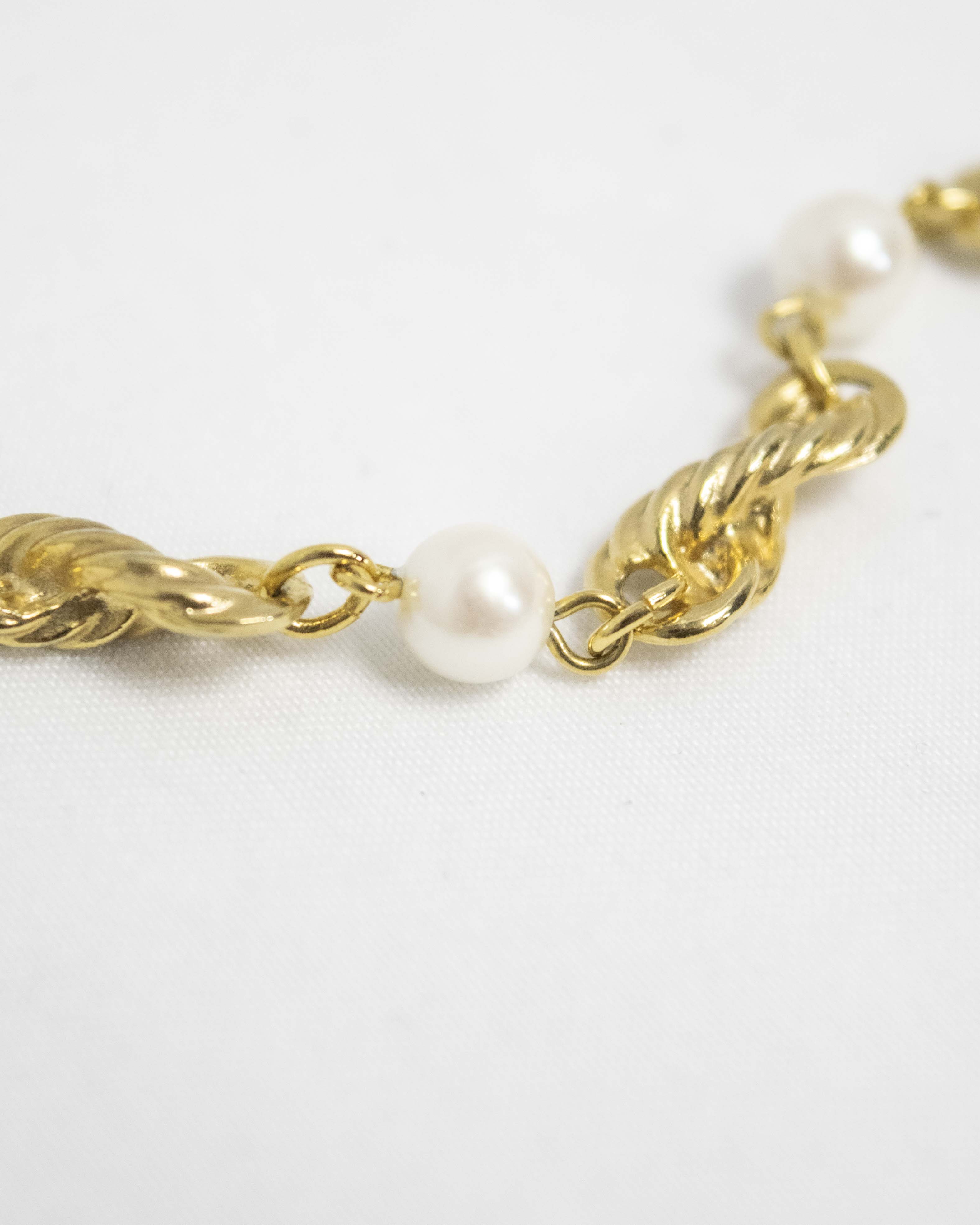 Pearl and gold twist necklace