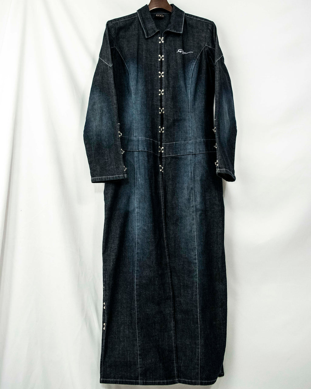 Vintage Metal Fittings Super Long Denim Coat