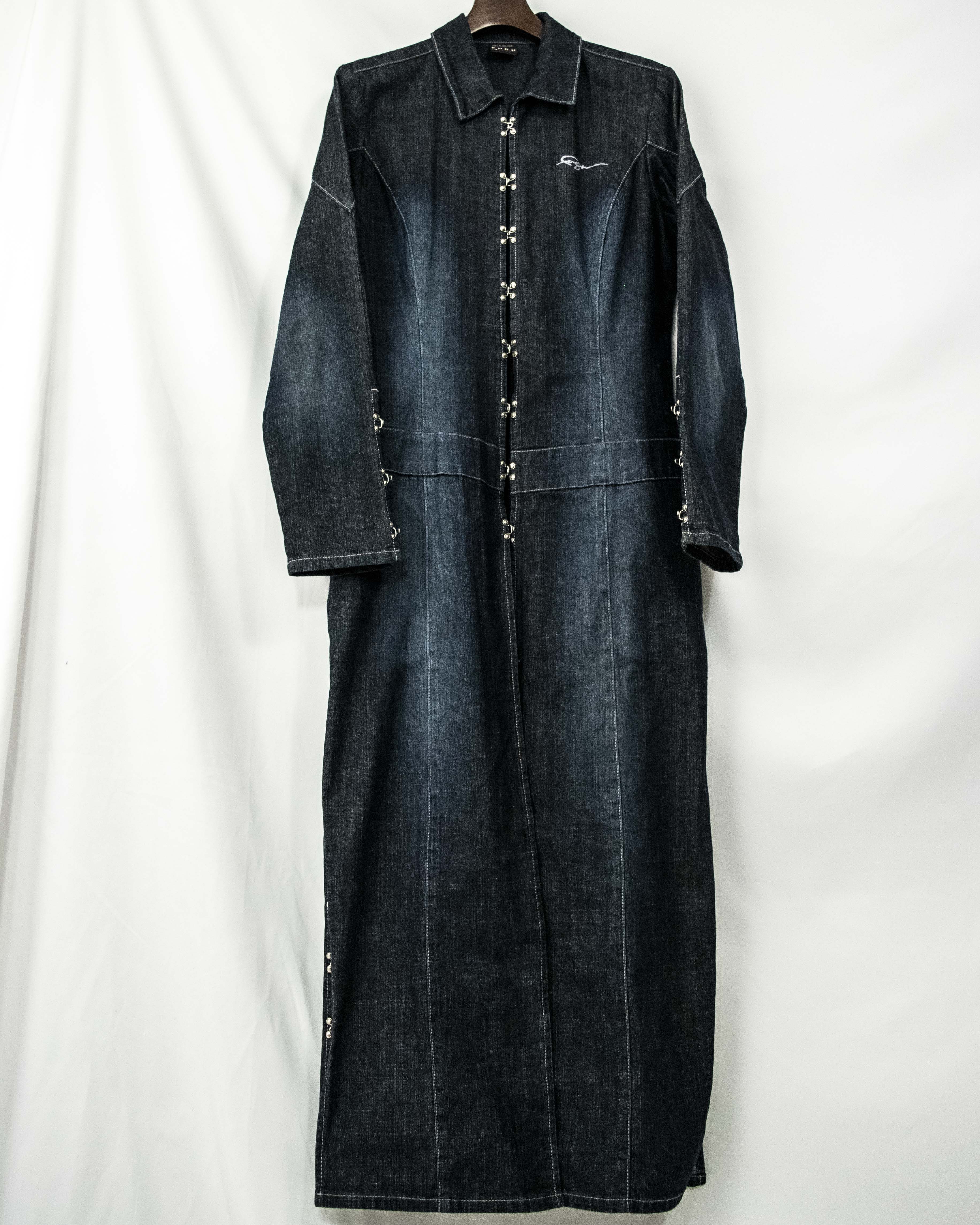 Vintage Metal Fittings Super Long Denim Coat