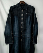 Vintage Metal Fittings Super Long Denim Coat