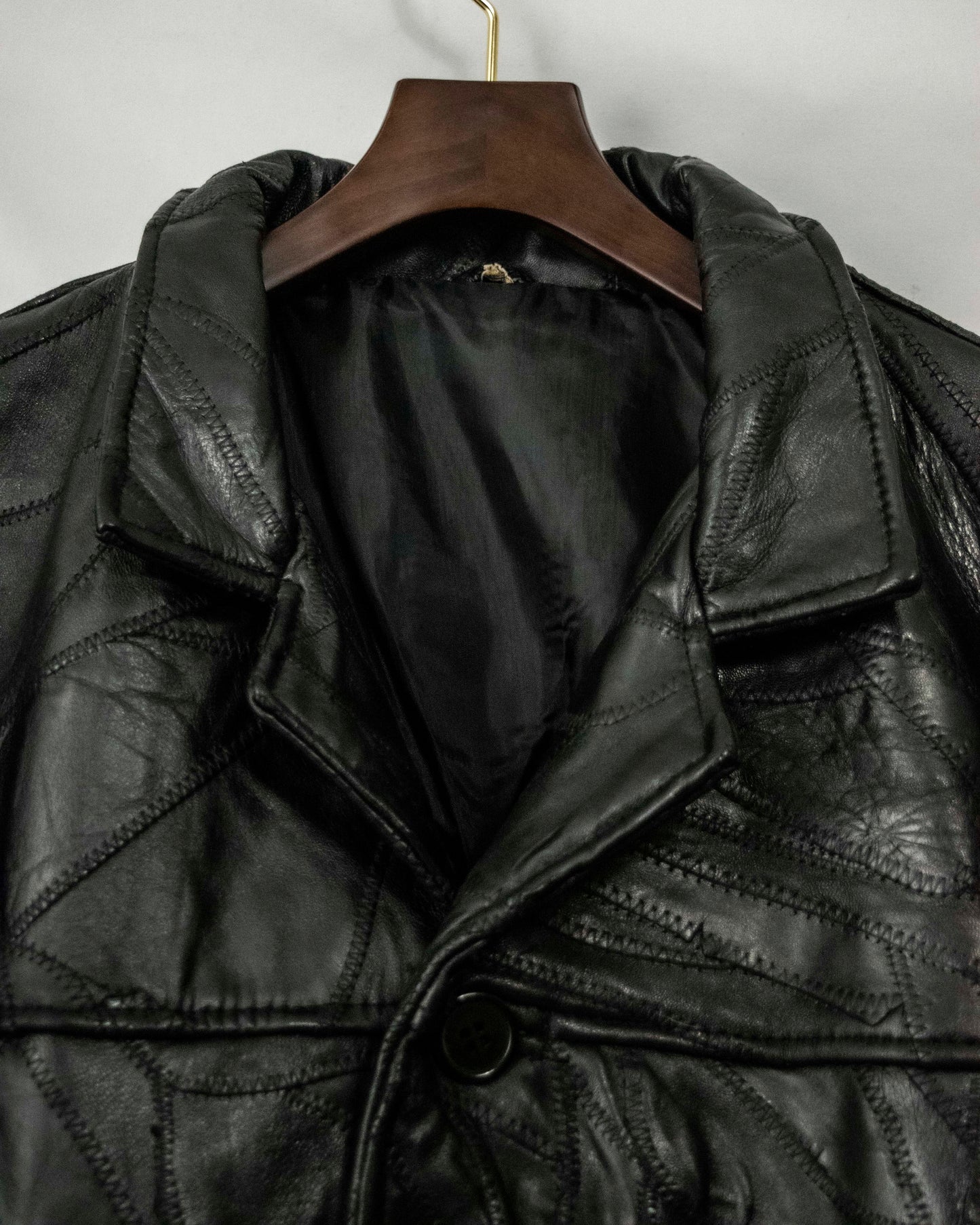 "Vera pelle" Vintage Leather Patchwork Coverall Jacket