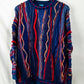 Vintage Vertical pattern dark blue 3D knit