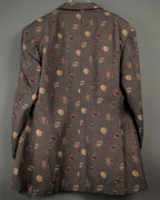 70s Design Pattern Double Breasted Jacket