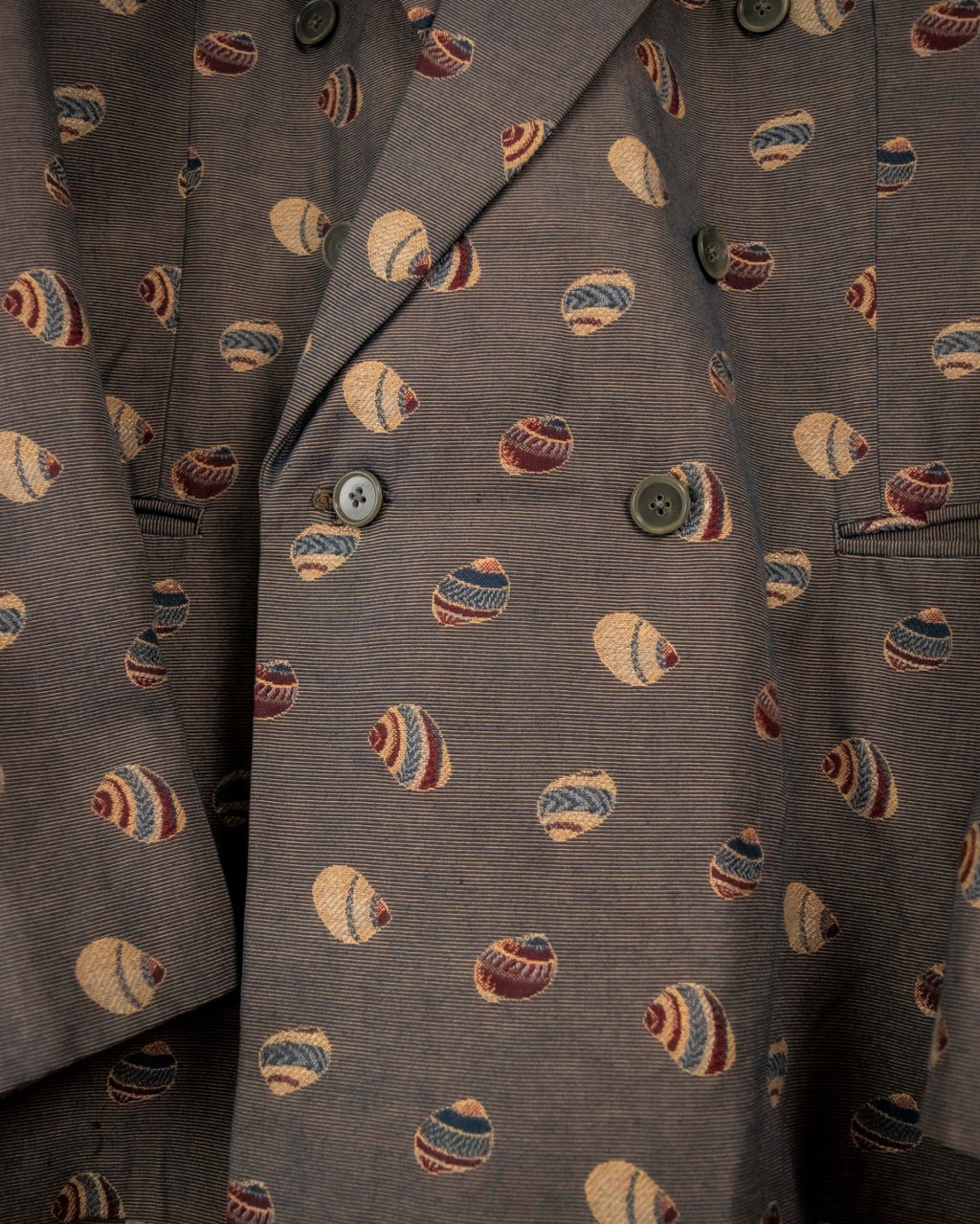 70s Design Pattern Double Breasted Jacket