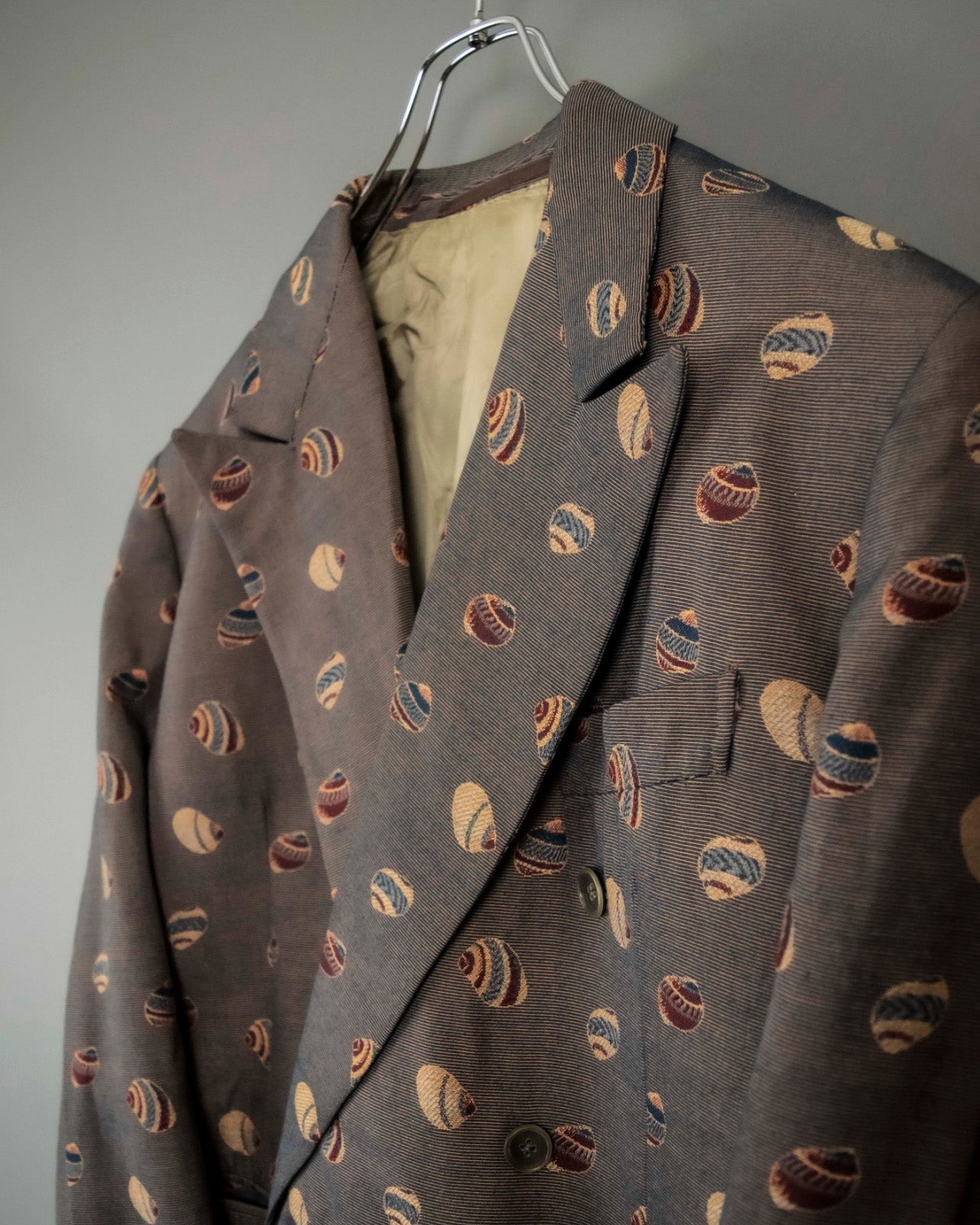 70s Design Pattern Double Breasted Jacket