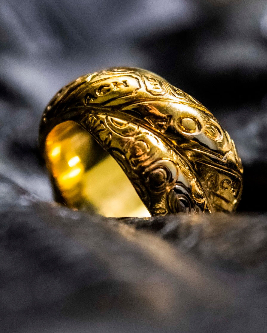 "COACH" Initial Pattern Undulating Ring