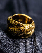 "COACH" Initial Pattern Undulating Ring