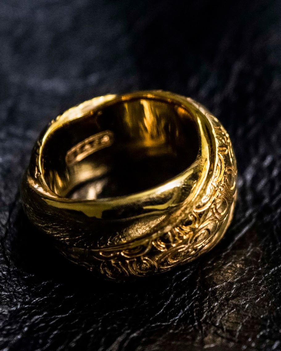 "COACH" Initial Pattern Undulating Ring