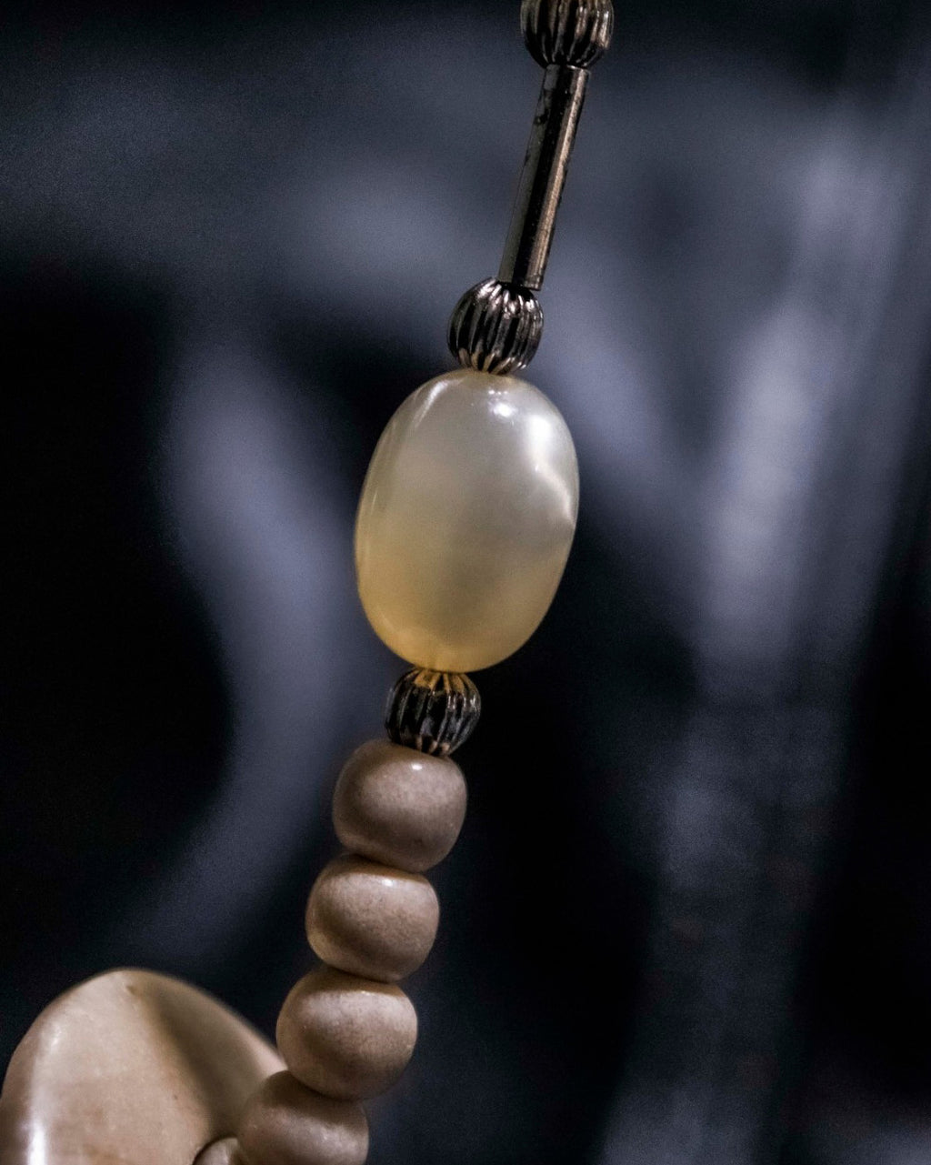 Iron and Wood Cherry Bean Necklace