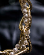 Gold Chain Undulating Pearl Necklace