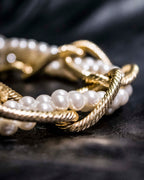 Gold Chain Undulating Pearl Necklace