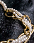 Gold Chain Undulating Pearl Necklace