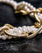 Gold Chain Undulating Pearl Necklace