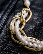 Gold Chain Undulating Pearl Necklace
