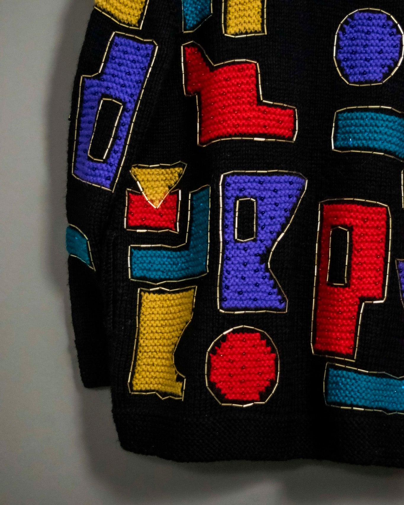 "KANSAI" Abstract Letters Multicolor Knit