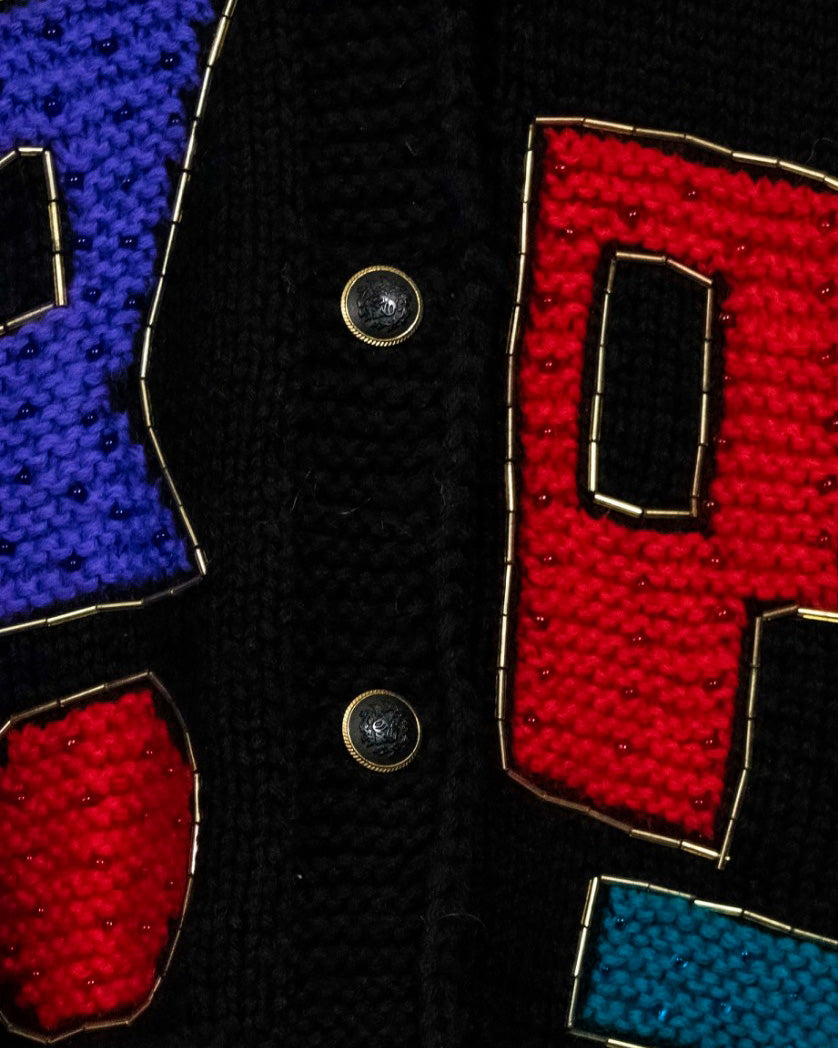 "KANSAI" Abstract Letters Multicolor Knit